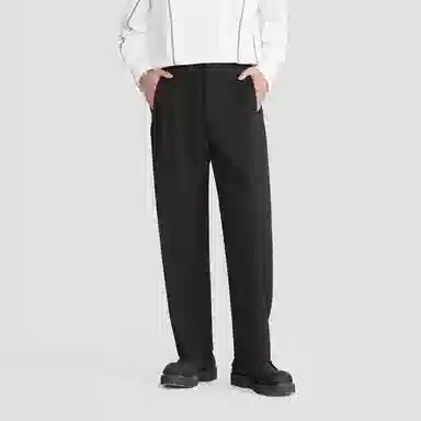 HERBEL Pleated Straight Casual Pants Black