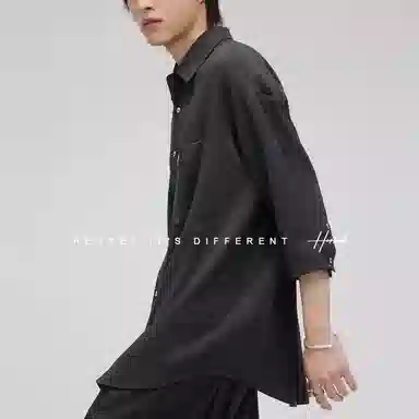 HERBEL Pleated Textured Shirt Black