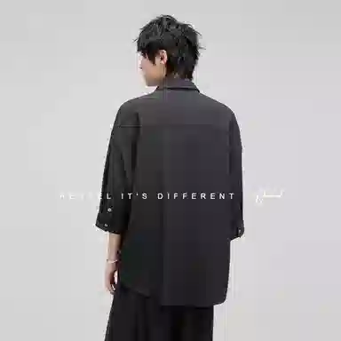 HERBEL Pleated Textured Shirt Black