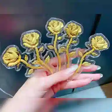 良辰缘 浪漫玫瑰花 好运如意贴诸事顺利小众设计 收藏纪念#好运 合金 摆件 男女同款情侣款