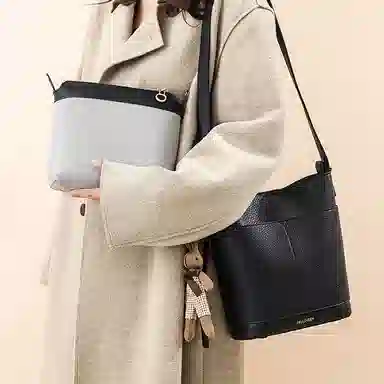 木林森 复古轻奢通勤休闲百搭 合成革 单肩包手提包水桶包 常规 女款 焦糖色/橄榄色/黑色