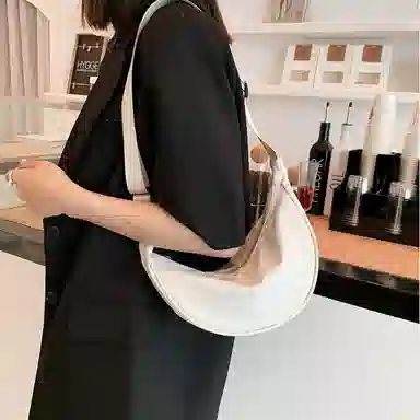 艾妮兔 简约时尚百搭 帆布 单肩斜挎包 小号 女款 橘色/白色/黑色