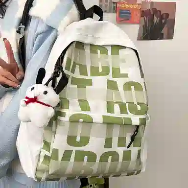 艾妮兔 高颜值小众初高中大学生通勤休闲 尼龙 双肩包 女款 粉色/蓝色/绿色/黑色