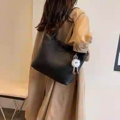 Ainito Woven Tote Bag Black/Khaki