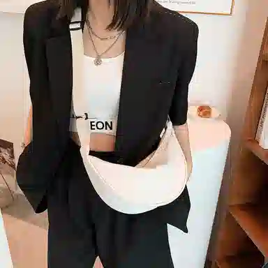 艾妮兔 简约时尚百搭 帆布 单肩斜挎包 小号 女款 橘色/白色/黑色