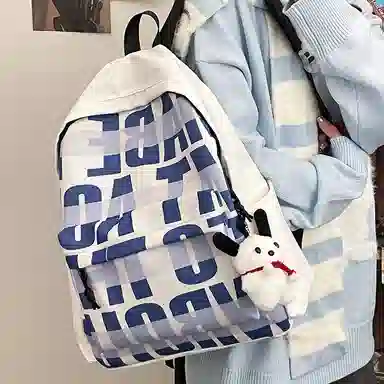 艾妮兔 高颜值小众初高中大学生通勤休闲 尼龙 双肩包 女款 粉色/蓝色/绿色/黑色