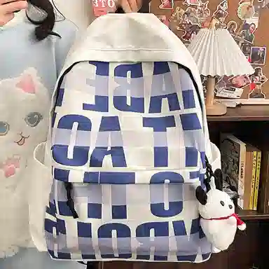 艾妮兔 高颜值小众初高中大学生通勤休闲 尼龙 双肩包 女款 粉色/蓝色/绿色/黑色