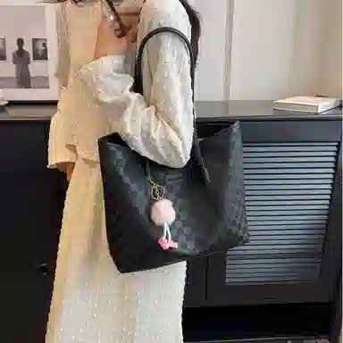 Ainito Woven Tote Bag Black/Khaki