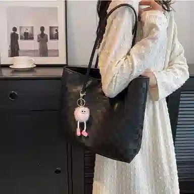 Ainito Woven Tote Bag Black/Khaki