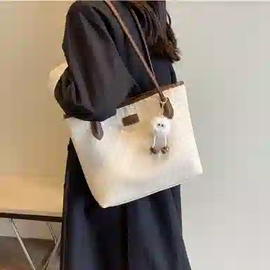 Ainito Woven Tote Bag Black/Khaki