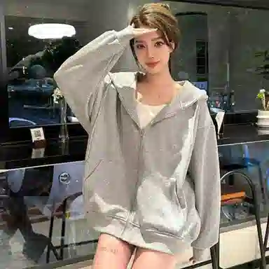 吉肯蒂 多风格连帽拉链宽松开衫外套融合多种潮流元素兼具舒适与时尚感卫衣 男女同款