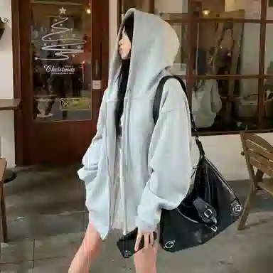 吉肯蒂 多风格连帽拉链宽松开衫外套融合多种潮流元素兼具舒适与时尚感卫衣 男女同款