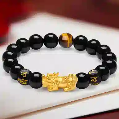 亨万福 貔貅新中式六字真言招财纳福吞金兽复古大气 玛瑙 手串 男款