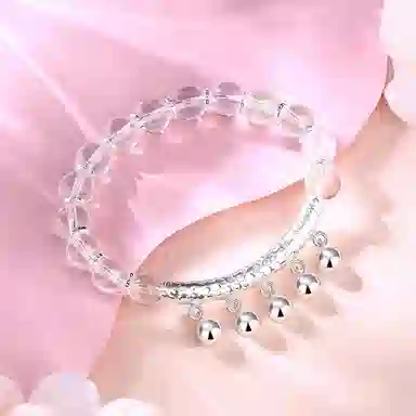 亨万福 锤纹弯管铃铛转运珠 国潮复古小众招财盘缠 #好运天然 白水晶 手串 女款