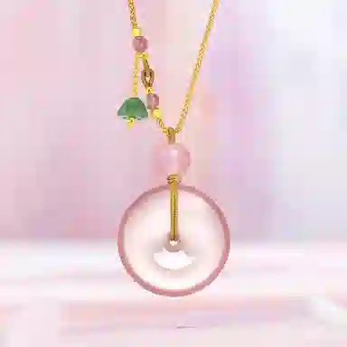 亨万福 樱花平安扣 甜美 富家显白气质高级感 平安扣 新中式招桃花 平安顺遂#好运天然 粉水晶 项链 女款