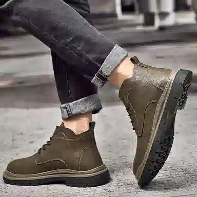 牛皮 通勤必备经典英伦风短筒耐磨舒适潮流个性商务休闲 短靴 男款