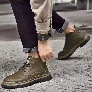 牛皮 通勤必备经典英伦风短筒耐磨舒适潮流个性商务休闲 短靴 男款