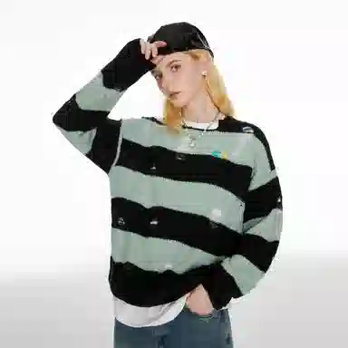 Guuka Hero Striped Knit Pullover Black