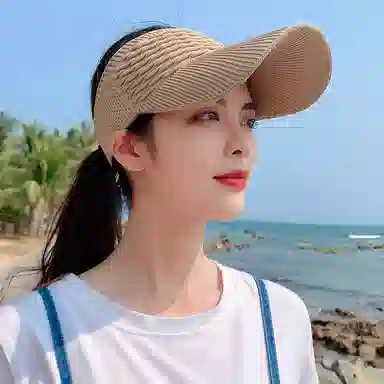 女士户外运动空顶帽时尚舒适透气防晒遮阳 优质编织涤纶材质 时尚空顶帽与鸭舌帽 男女同款情侣款