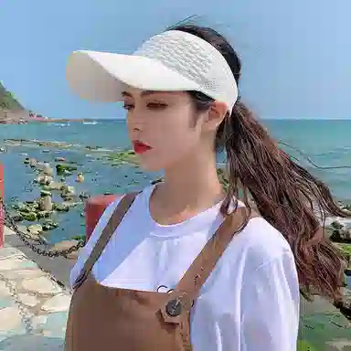 女士户外运动空顶帽时尚舒适透气防晒遮阳 优质编织涤纶材质 时尚空顶帽与鸭舌帽 男女同款情侣款