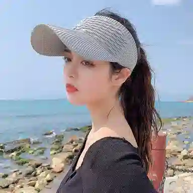 女士户外运动空顶帽时尚舒适透气防晒遮阳 优质编织涤纶材质 时尚空顶帽与鸭舌帽 男女同款情侣款