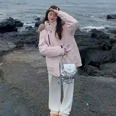 玉儿恋 韩系学院风甜美工装多口袋毛领甜心学院派高级感小众风小个子棉服 女款