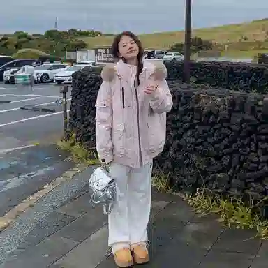 玉儿恋 韩系学院风甜美工装多口袋毛领甜心学院派高级感小众风小个子棉服 女款