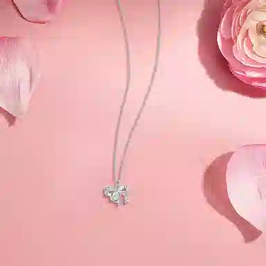 【纯银999】 六桂福珠宝 蝴蝶结 经典百搭小众设计学生日常高级感简约精致轻奢转运约会通勤温柔气质可调节锁骨链#好运 足银 项链 女款