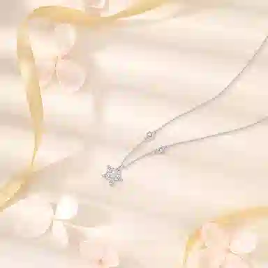 【纯银999】 六桂福珠宝 星光闪耀 小众设计经典百搭学生日常高级感简约精致轻奢转运约会通勤温柔气质可调节 足银 项链 女款