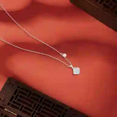 【纯银999】 六桂福珠宝 福牌 小众设计经典百搭学生日常简约高级感精致轻奢平安约会通勤温柔气质可调节锁骨链 足银 项链 女款