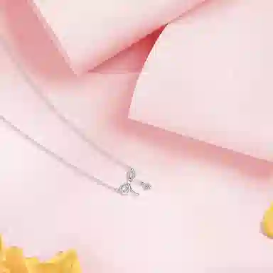 【纯银999】 六桂福珠宝 蝴蝶结 经典百搭小众设计精致高级感简约学生日常时尚轻奢约会通勤温柔气质可调节锁骨链#好运 足银 项链 女款