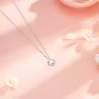 【纯银999】 六桂福珠宝 花环 小众设计经典百搭学生日常简约高级感精致轻奢极简通勤约会温柔气质可调节锁骨链 足银 项链 女款