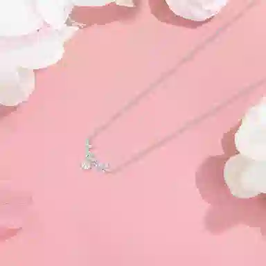 【925银】 六桂福珠宝 紫藤花开 小众设计经典百搭学生日常简约精致高级感轻奢通勤极简约会温柔气质可调节锁骨链 锆石 项链 女款