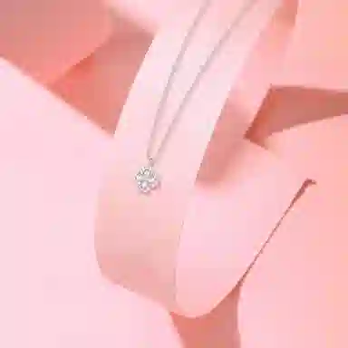 【S925银】 六桂福珠宝 四叶草 小众设计经典百搭学生日常简约高级感精致轻奢通勤极简约会温柔气质可调节锁骨链 锆石 项链 女款