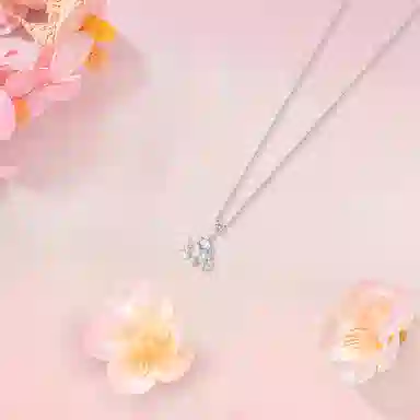 【S925银】 六桂福珠宝 星月系列 小众设计简约经典百搭精致学生日常高级感轻奢平安通勤温柔气质约会可调节锁骨链 锆石 项链 女款