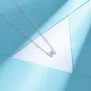 【纯银999 | 星光蝴蝶】 六桂福珠宝 小众设计经典百搭学生日常高级感简约精致轻奢平安通勤约会温柔气质可调节锁骨链#好运 足银 项链 女款