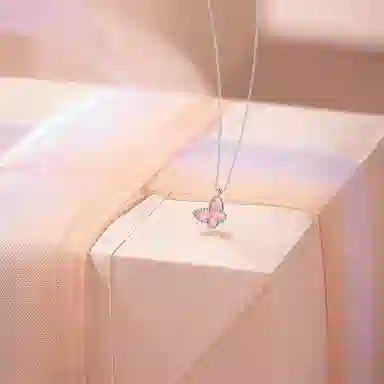 【S925银】 六桂福珠宝 蝴蝶小众设计经典百搭精致简约学生日常高级感轻奢通勤转运约会温柔气质可调节#好运 锆石 项链 女款