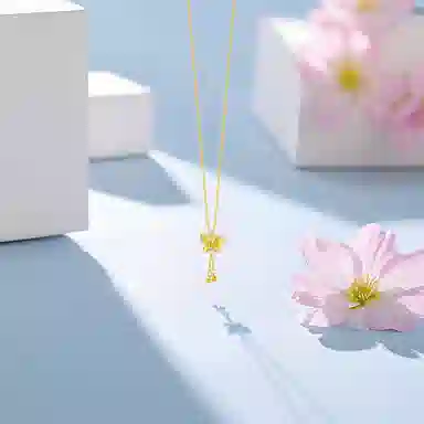 【纯银999】 六桂福珠宝 蝴蝶 小众设计经典百搭学生日常简约高级感精致轻奢平安约会通勤温柔气质可调节锁骨链#好运 足银 项链 女款