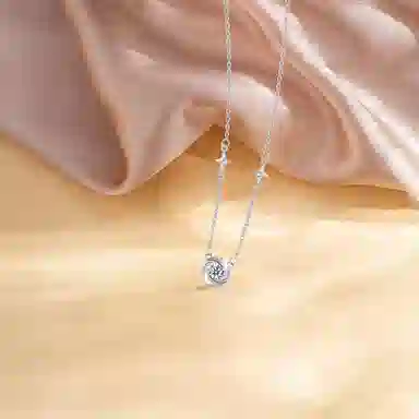 【纯银999】 六桂福珠宝 莫比乌斯 小众设计百搭经典高级感学生日常精致简约轻奢平安约会通勤温柔气质可调节锁骨链 足银 项链  女款