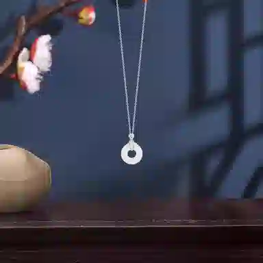 【纯银999】 六桂福珠宝 平安扣 小众设计经典百搭日常简约高级感精致轻奢极简通勤温柔气质可调节锁骨链#好运 足银 项链 女款