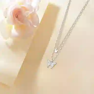 【纯银999 | 星光蝴蝶】 六桂福珠宝 小众设计经典百搭高级感学生日常简约精致轻奢通勤极简约会温柔气质可调节锁骨链#好运 足银 项链 女款