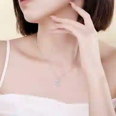 【S925银】 六桂福珠宝 星月系列 小众设计简约经典百搭精致学生日常高级感轻奢平安通勤温柔气质约会可调节锁骨链 锆石 项链 女款