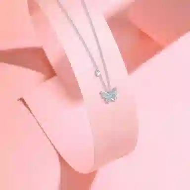 【纯银999】 六桂福珠宝 蝴蝶 经典百搭小众设计高级感学生日常精致简约轻奢转运约会通勤温柔气质可调节锁骨链#好运 足银  项链 女款