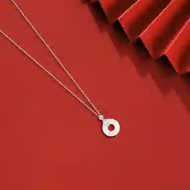 【纯银999】 六桂福珠宝 平安扣 小众设计经典百搭日常简约高级感精致轻奢极简通勤温柔气质可调节锁骨链#好运 足银 项链 女款