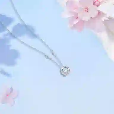 【纯银999】 六桂福珠宝 羽你相伴 设计小众经典百搭高级感学生日常精致简约时尚轻奢约会通勤温柔气质可调节锁骨链  足银 项链 女款