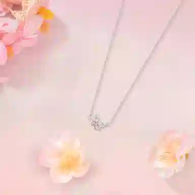 【纯银999】 六桂福珠宝 蝴蝶 经典百搭小众设计学生日常高级感简约精致轻奢转运约会通勤温柔气质可调节锁骨链#好运 足银 项链 女款