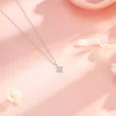 【纯银999 | 四芒星】 六桂福珠宝 经典百搭小众设计极简轻奢约会高级感学生日常精致简约通勤温柔气质可调节锁骨链 足银 项链 女款