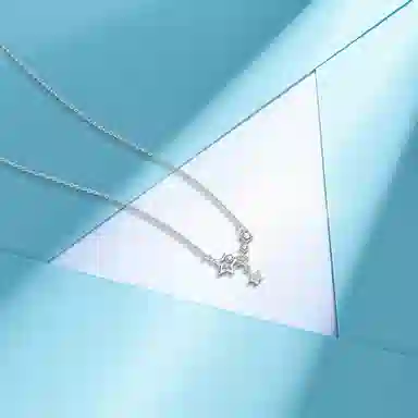 【纯银999】 六桂福珠宝 星月系列 设计小众经典百搭高级感学生日常精致简约时尚轻奢约会通勤温柔气质可调节锁骨链#好运 足银 项链 女款