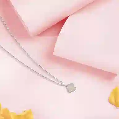 【纯银999】 六桂福珠宝 四叶草 小众设计经典百搭日常简约高级感精致轻奢极简通勤温柔气质可调节锁骨链 足银 项链 女款