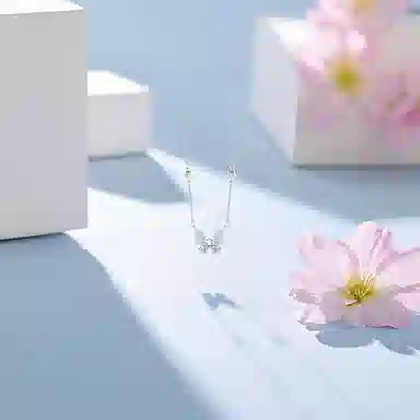 【纯银999】 六桂福珠宝 蝴蝶星光 小众设计经典百搭学生日常高级感简约精致轻奢转运约会通勤温柔气质可调节锁骨链#好运 足银 项链 女款